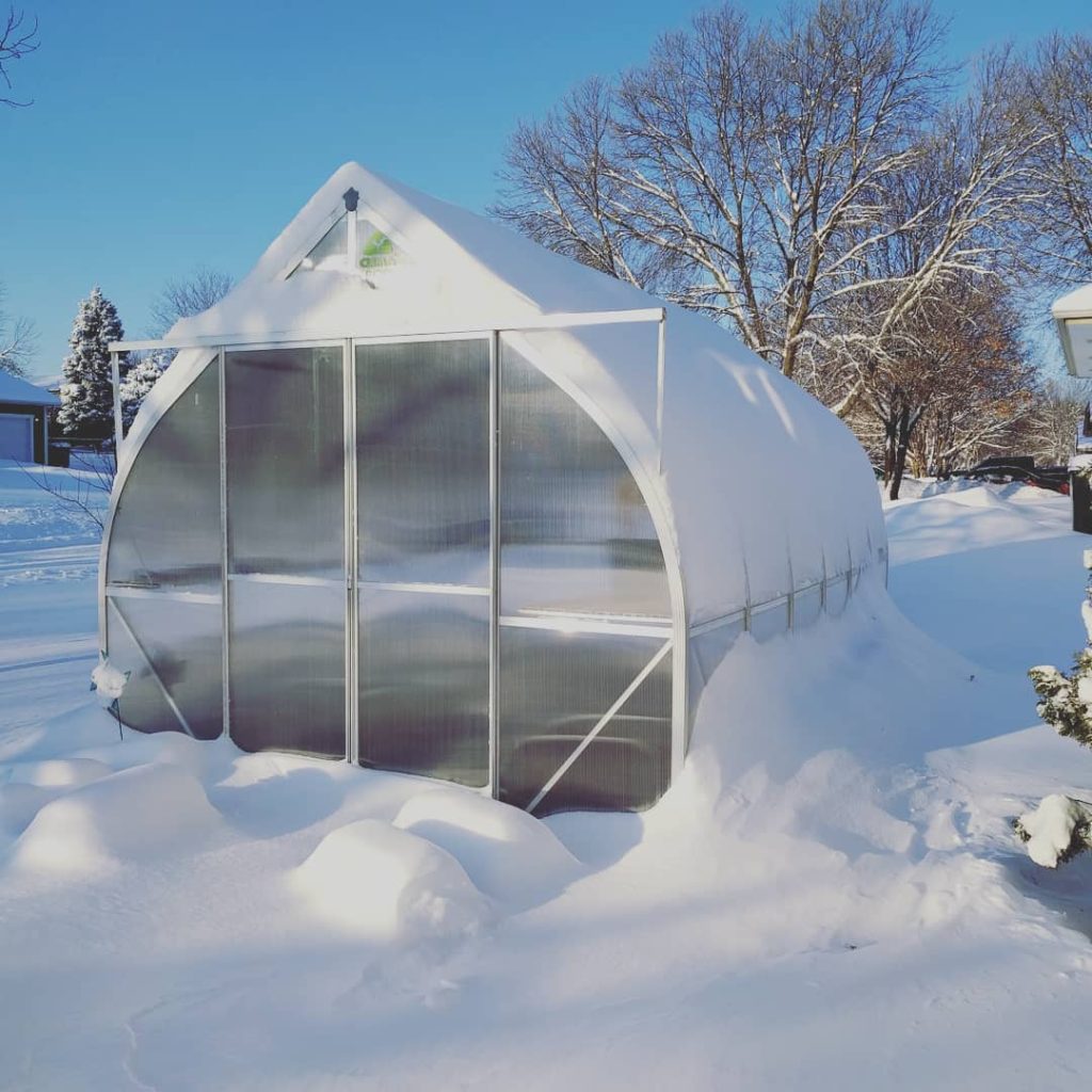 The Climapod greenhouse under the snow