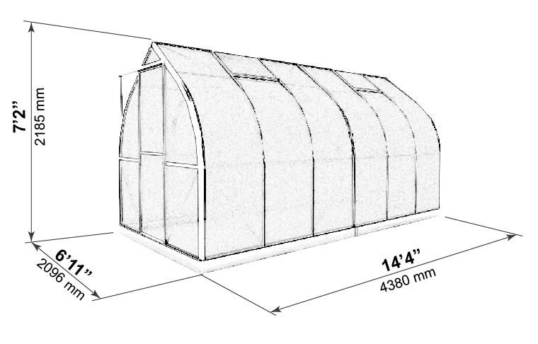 ClimaPod 7x14 greenhouse outer dimensions blueprint