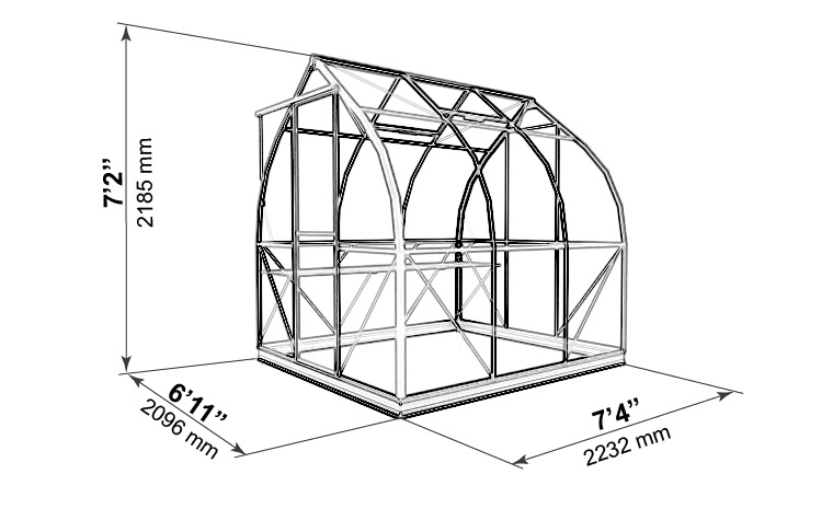 ClimaPod 7x7 greenhouse outer dimensions blueprint