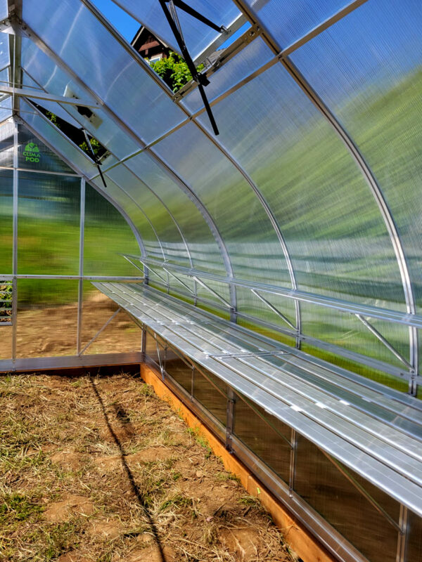 ClimaPod two-tier aluminum greenhouse shelving
