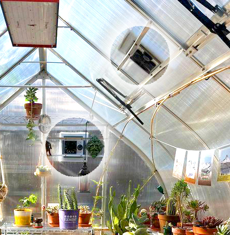 Solar Thermostatic Fan inside ClimaPod Greenhouse