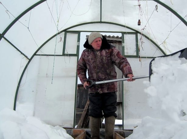 The melted snow will provide good moisture for the soil in the greenhouse