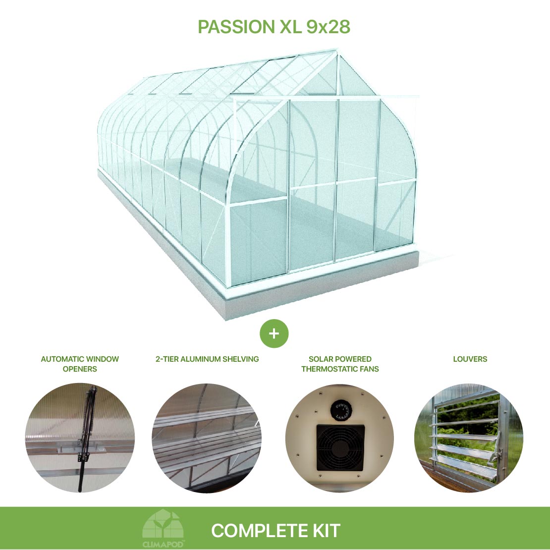 Climapod Passion XL Greenhouse Kit with 4 mm Polycarbonate