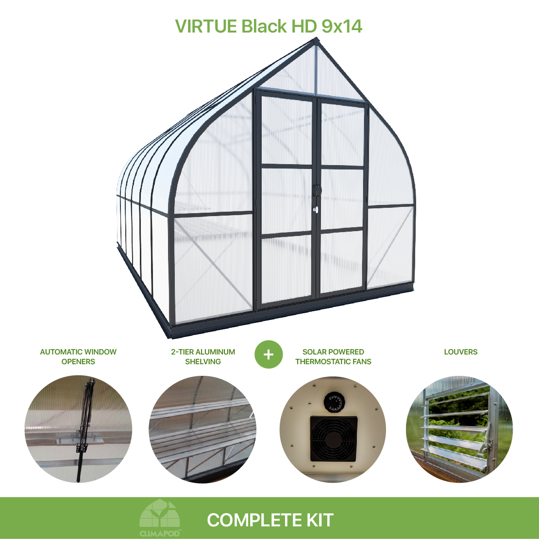 Climapod Virtue Black HD: Outdoor Greenhouse for Garden