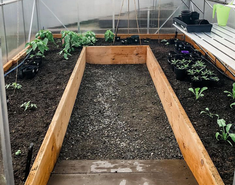 Materials for greenhouse paths: gravel