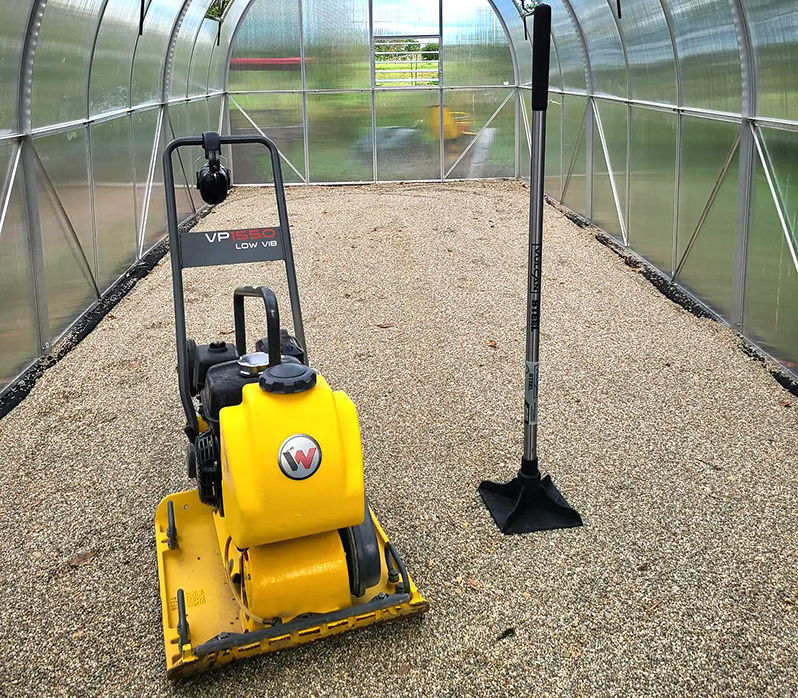 Gravel greenhouse floor