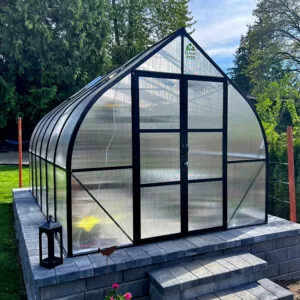 ClimaPod Virtue Black HD 9x14 Greenhouse Kit front view sunny day photo 2